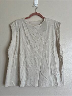 a new day Cream Sleeveless Boxy Tank Top